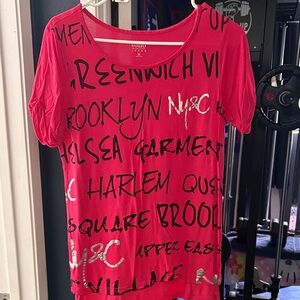 New York & Company Red Graphic Tee